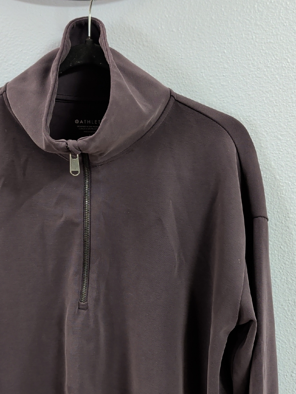 Athleta Seasoft Quarter Zip Purple 1/4 Crop Boxy Pullover - Picture 3 of 8